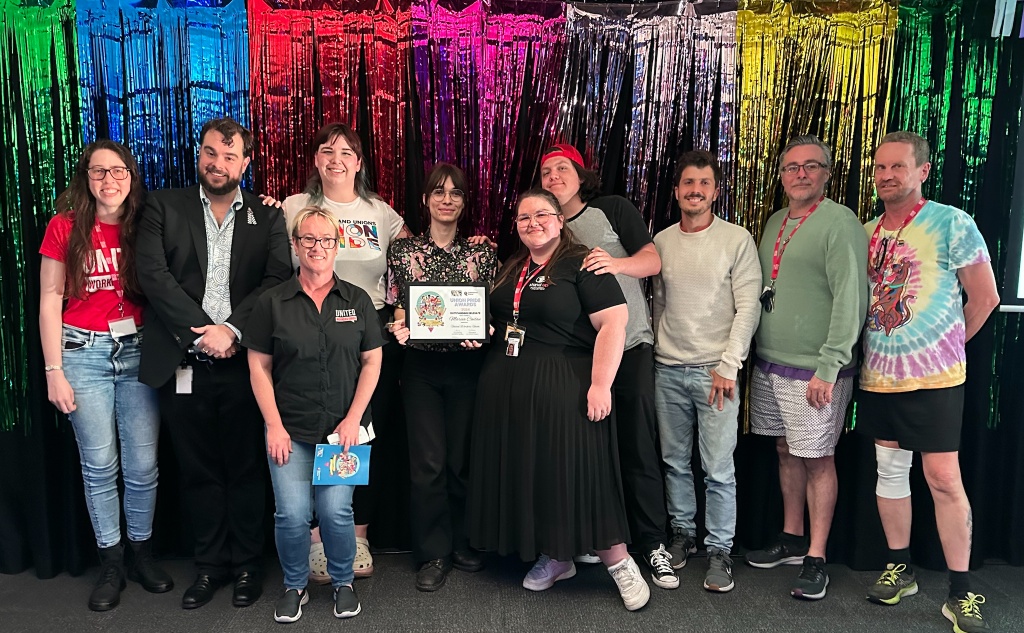 Marcia (centre) with union comrades